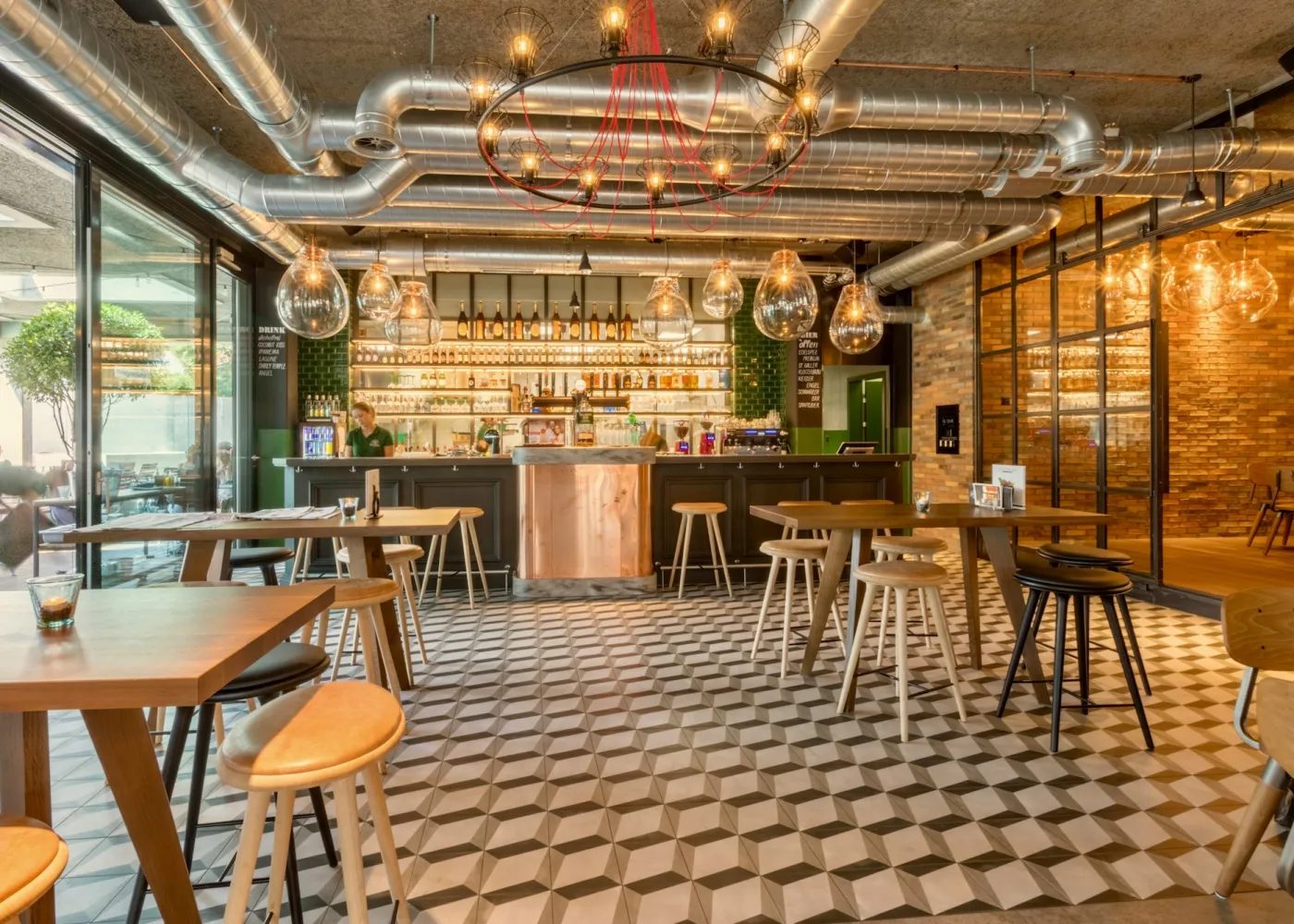 The bar and industrial lights